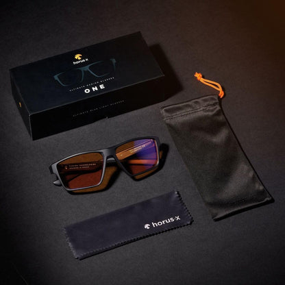 Horus X ® • Gaming Glasses • Blue Light Blocking Computer Screen Glasses | Anti Fatigue & Eyestrain | ONE Amber