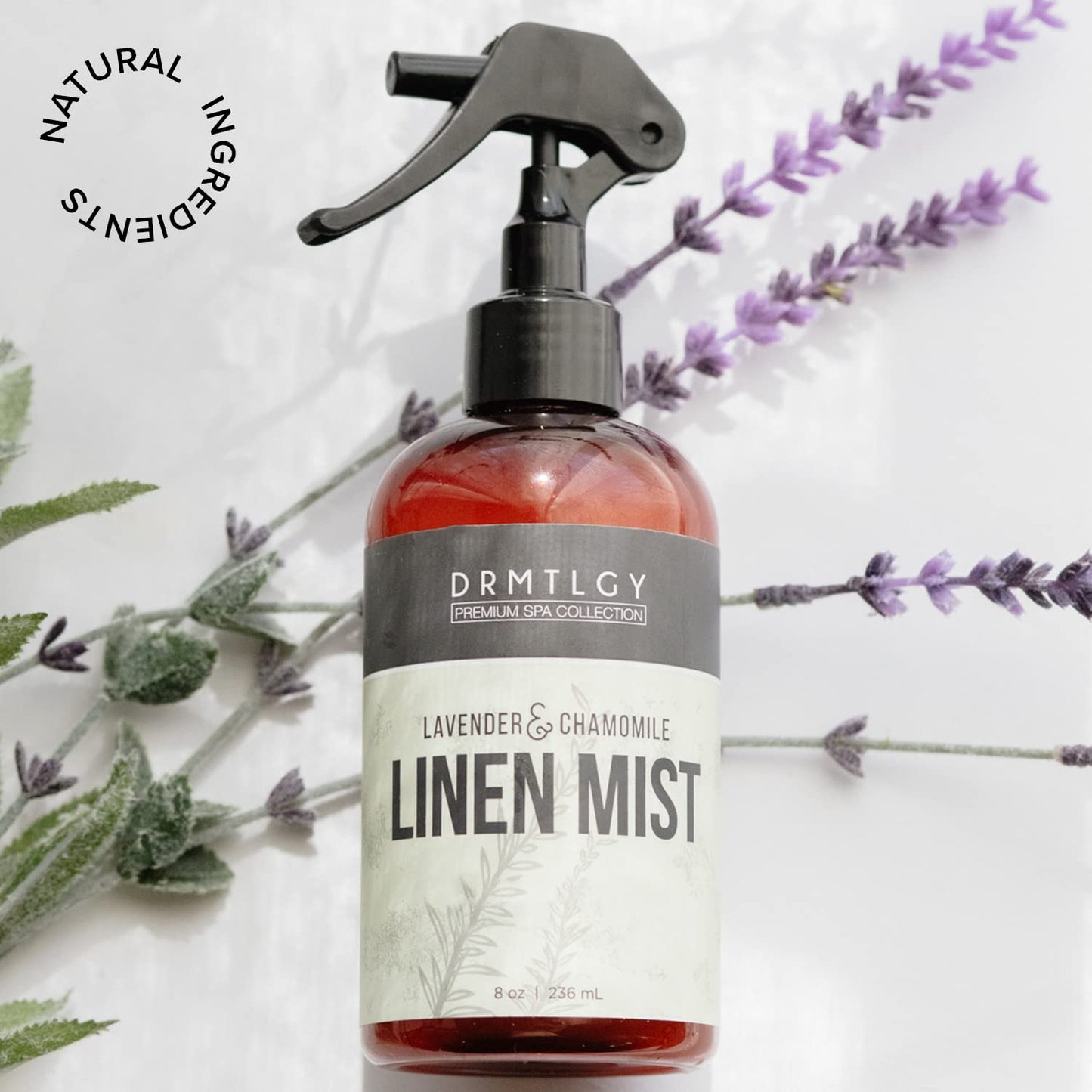 DRMTLGY Natural Lavender Linen Mist and Room Spray. Pure Lavender Essential Oil and Chamomile Pillow Spray, and Fabric Aromatherapy Spray