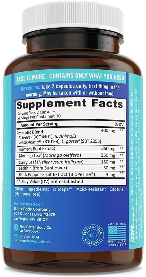 BB Company Provitalize | Probiotics for Women Digestive Health, Menopause, Joint Support | Sexy Midsection Curves, Bloat | Turmeric Curcumin Moringa | Packaging Vary | 60 Ct