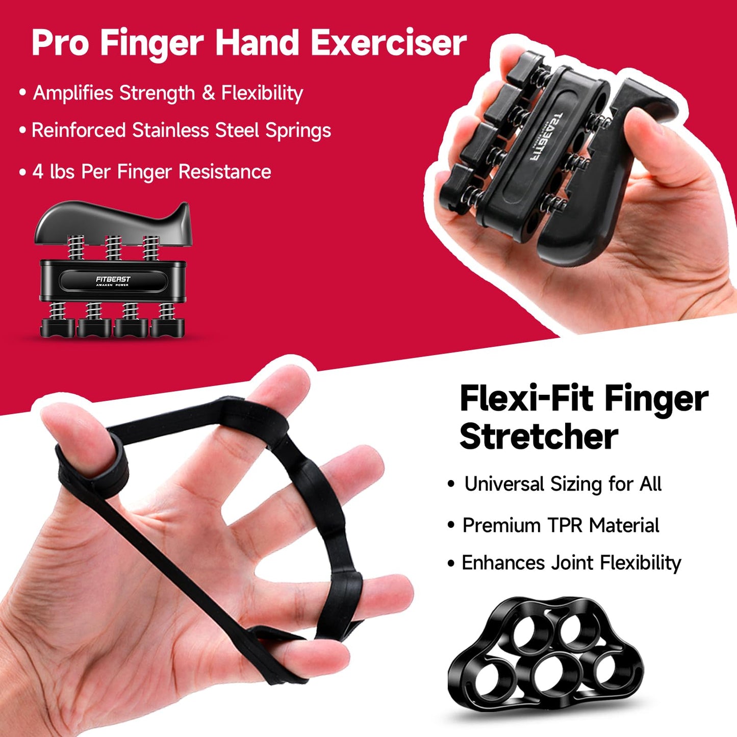 FitBeast Grip Strengthener Forearm Strengthener Hand Grips Strengthener Kit - 5 Pack Adjustable Resistance