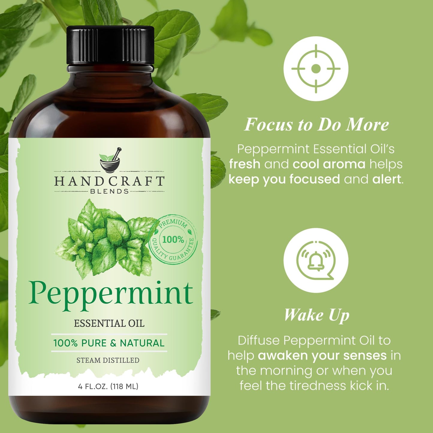 Peppermint Essential Oil - Huge 4 Fl Oz - 100% Pure and Natural - Premium Grade Essential Oil for Diffuser and Aromatherapy