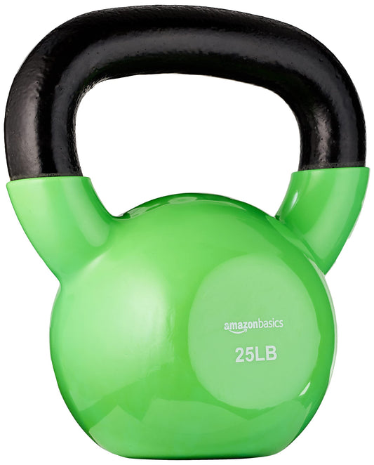 Amazon Basics Vinyl Kettlebell, 25 Pounds, Light Green