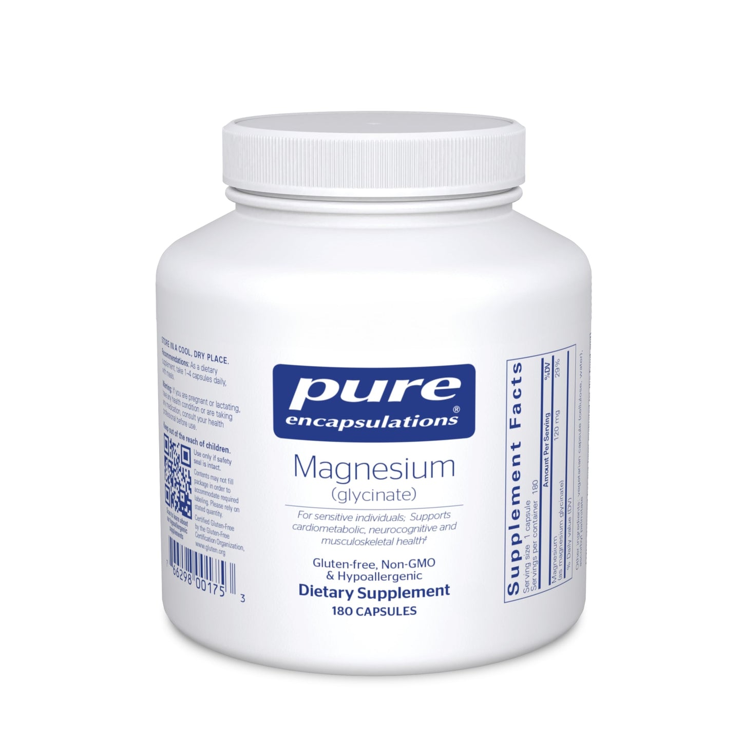 Pure Encapsulations Magnesium (Glycinate) - Supplement to Support Stress Relief, Sleep, Heart Health, Nerves, Muscles, and Metabolism* - with Magnesium Glycinate - 180 Capsules