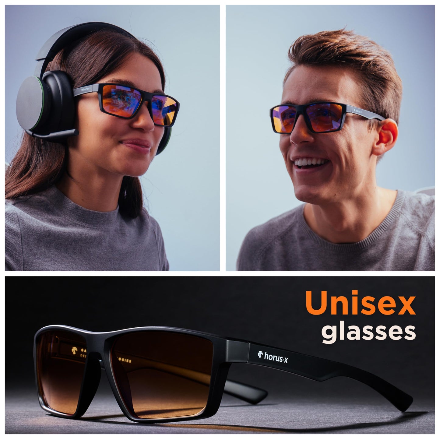 Horus X ® • Gaming Glasses • Blue Light Blocking Computer Screen Glasses | Anti Fatigue & Eyestrain | ONE Amber