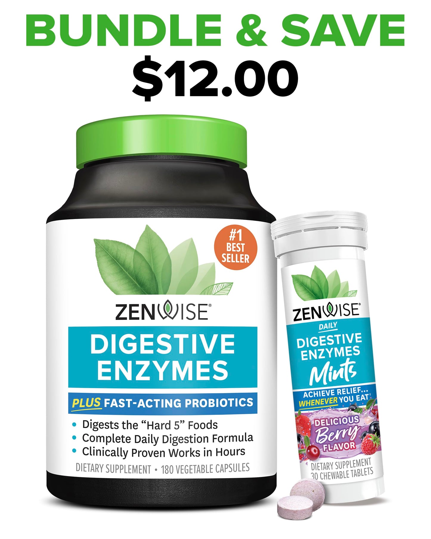 Zenwise Health Digestive Enzymes for Gut Health - Probiotic Multi Enzymes with Prebiotics and Probiotics for Women and Men for Digestive Health and Bloating Relief, Daily Enzymes for Digestion -180 CT